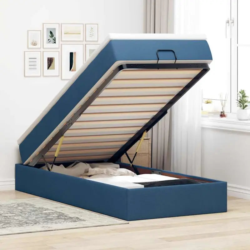 Lichtgrijs Ottomaans Bed met Ruime Opbergruimte en Vulling - Blauw / 80 x 200 cm - Bedden & bedframes