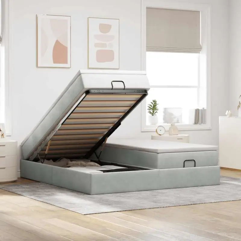 Lichtgrijs Ottomaanse Bed met Ruime Opbergruimte en Comfortabel Vulling - Bedden & bedframes