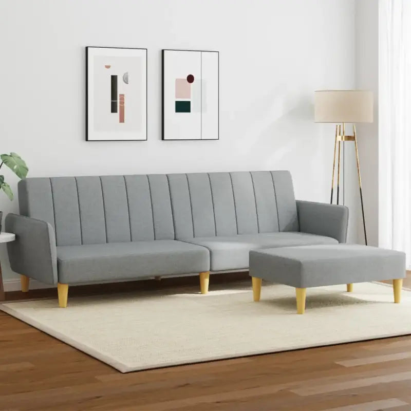 Lichtgrijs slaapbank met voetenbank in duurzaam materiaal vulling - Lichtgrijs - Banken