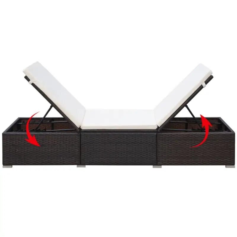 Ligsstoel met poly rattan en gepoedercoat stalen frame voor de tuin - Ligstoelen
