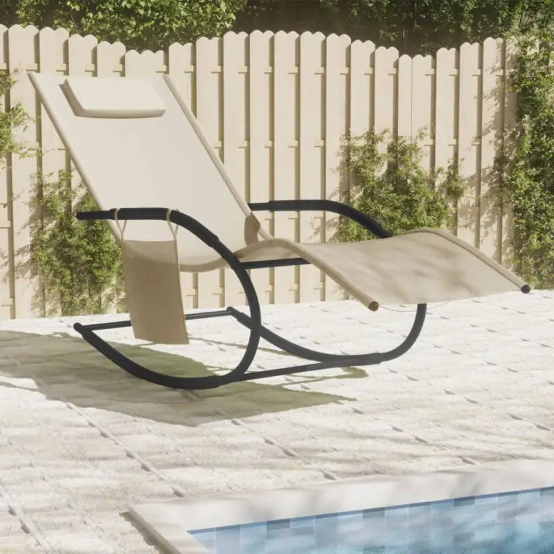 Ligstoel met afneembaar zijvak en gepoedercoat staal voor ultiem comfort - Crème / 1 - Ligstoelen