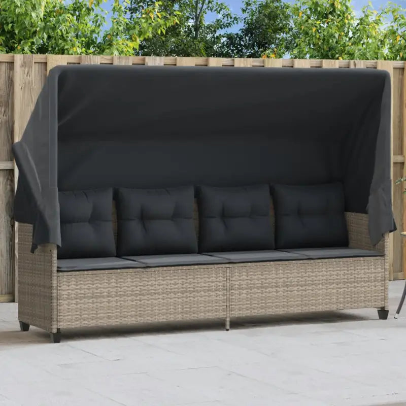Ligstoel met comfortabele zitervaring en wasbare hoes in duurzaam PE-rattan - Lichtgrijs / 1 / met luifel - Ligstoelen