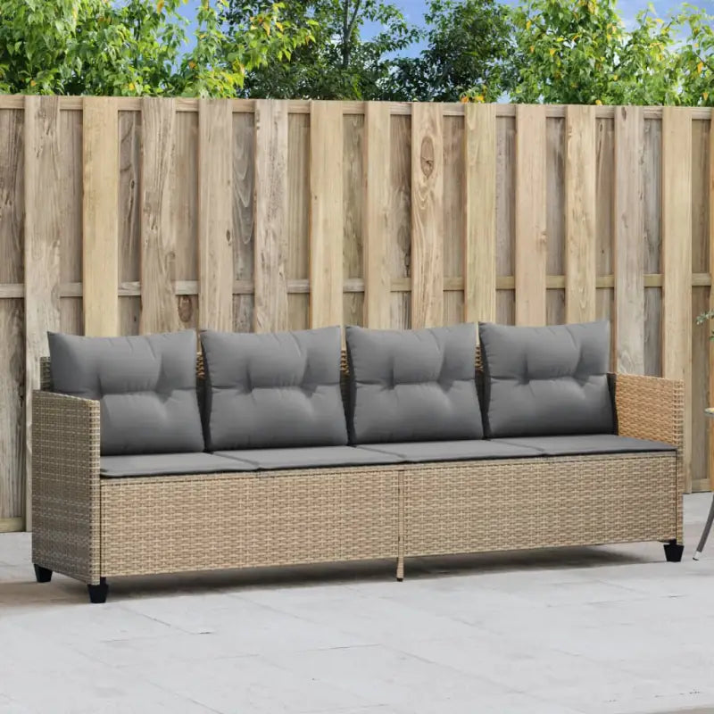 Ligstoel met comfortabele zitervaring en wasbare hoes in duurzaam PE-rattan - Beige en grijs / 1 / zonder luifel