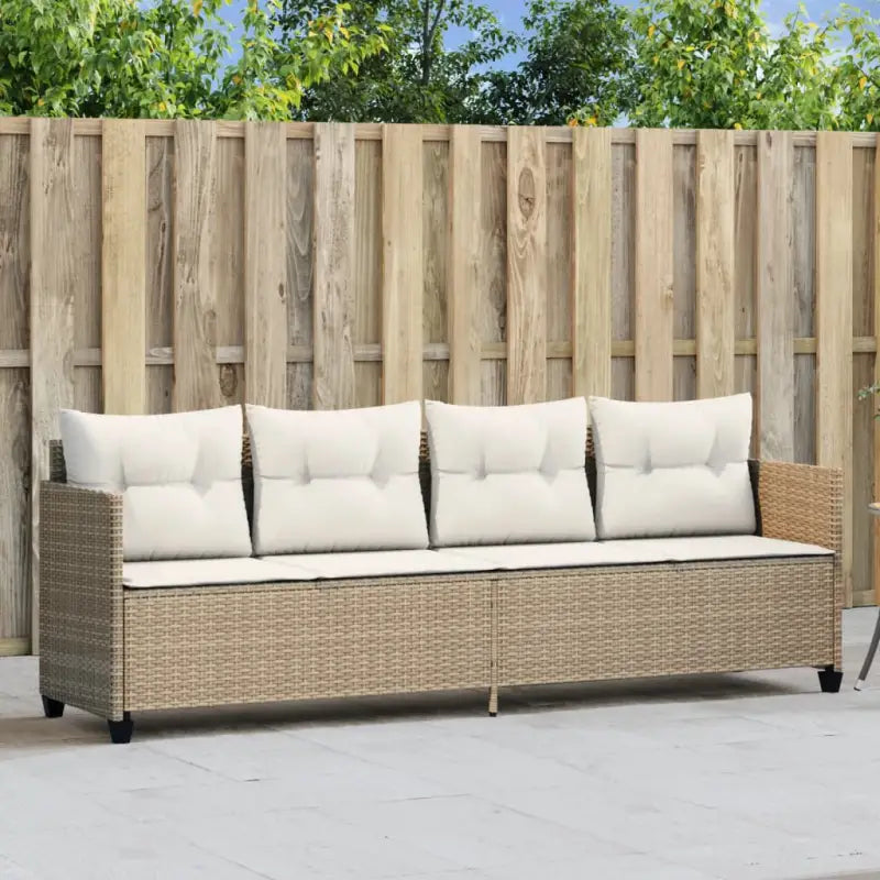 Ligstoel met comfortabele zitervaring en wasbare hoes in duurzaam PE-rattan - beige en crèmekleurig / 1 / zonder luifel