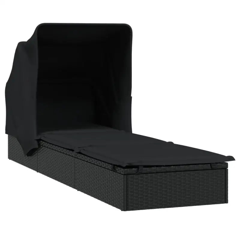 Ligstoel met inklapbaar dak en beide zijden in zwart materiaal - Ligstoelen