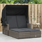 Ligstoel met poly rattan en uitschuifbare luifel voor comfortabele zitervaring - Grijs / 1 - Ligstoelen
