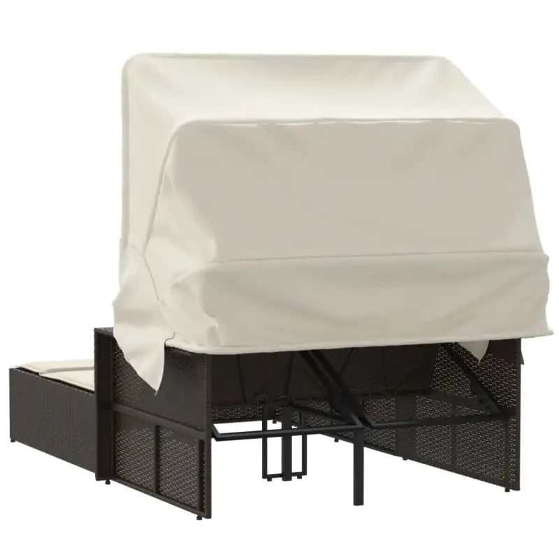 Ligstoel met poly rattan en uitschuifbare luifel voor comfortabele zitervaring - Ligstoelen
