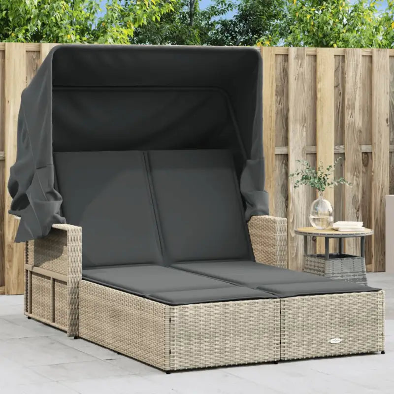 Ligstoel met poly rattan en uitschuifbare luifel voor comfortabele zitervaring - Lichtgrijs / 1 - Ligstoelen