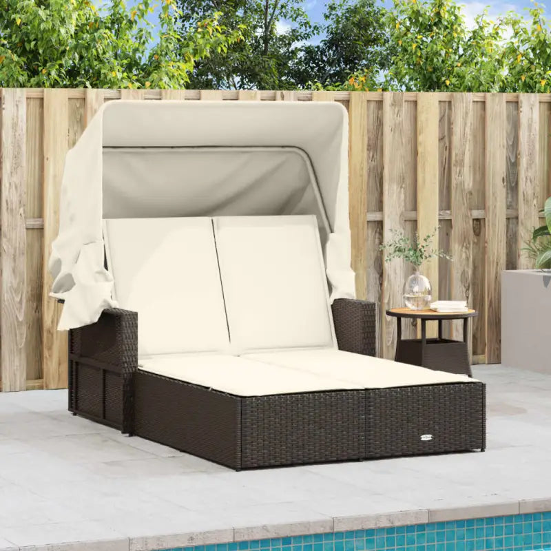 Ligstoel met poly rattan en uitschuifbare luifel voor comfortabele zitervaring - Ligstoelen