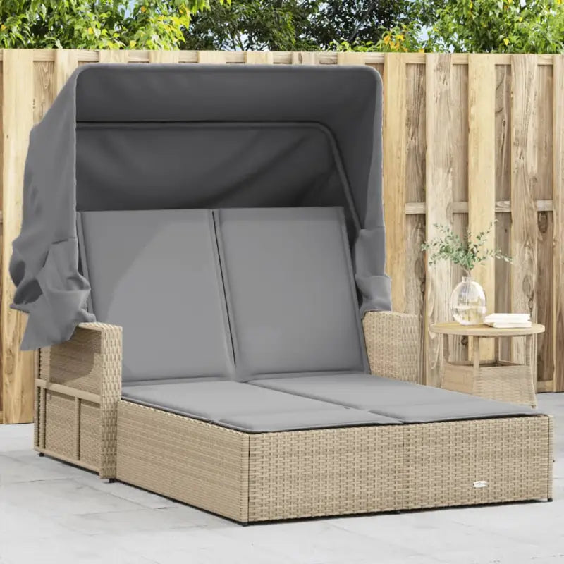 Ligstoel met poly rattan en uitschuifbare luifel voor comfortabele zitervaring - Gemengd beige / 1 - Ligstoelen