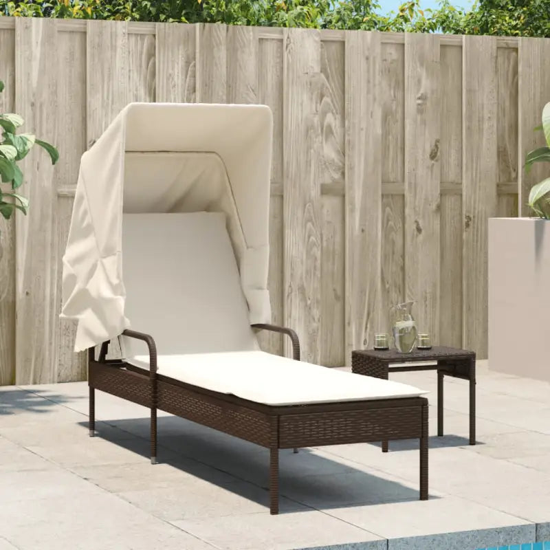 Ligstoel met poly rattan en uitschuifbare luifel voor ultiem comfort - Ligstoelen