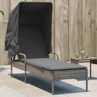Ligstoel met poly rattan en uitschuifbare luifel voor ultiem comfort - Grijs / 1 / Zonder tafel - Ligstoelen