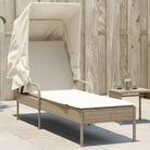 Ligstoel met poly rattan en uitschuifbare luifel voor ultiem comfort - beige en crèmekleurig / 1 / Zonder tafel