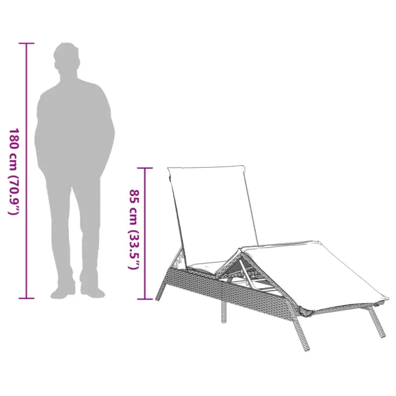 Ligstoel met poly rattan en verstelbare posities voor ultiem comfort - Ligstoelen