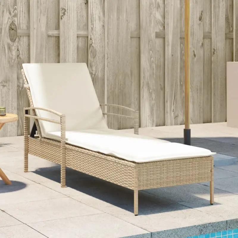 Ligstoel met poly rattan voor een comfortabele zitervaring en wasbare hoes - beige en crèmewit / 1 - Ligstoelen