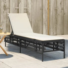 Ligstoel met poly rattan voor een comfortabele zitervaring en wasbare hoes - Zwart / 1 / Lijngeweven - Ligstoelen