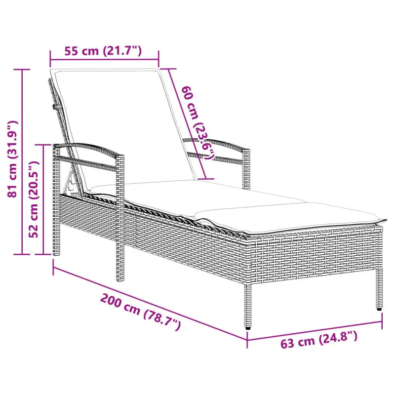 Ligstoel met poly rattan voor een comfortabele zitervaring en wasbare hoes - Ligstoelen