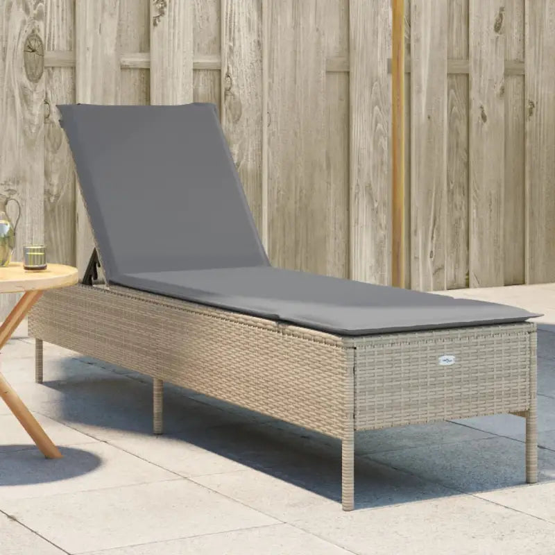 Ligstoel met poly rattan voor een comfortabele zitervaring en wasbare hoes - Beige en grijs / 1 / Dichtgeweven