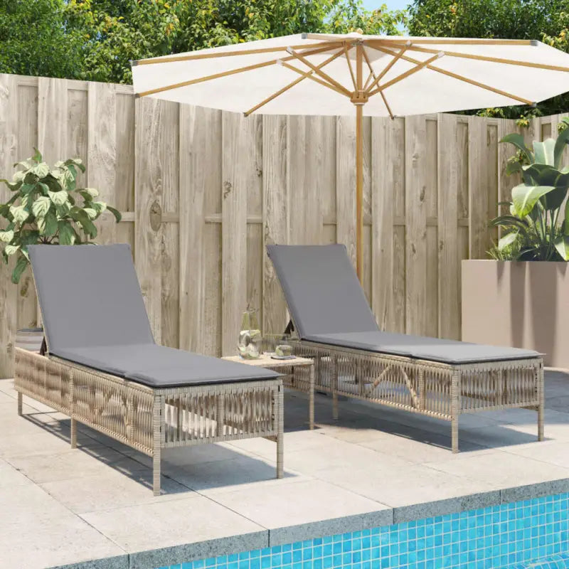 Ligstoel met poly rattan voor een comfortabele zitervaring en wasbare hoes - Beige en grijs / 3 / Lijngeweven