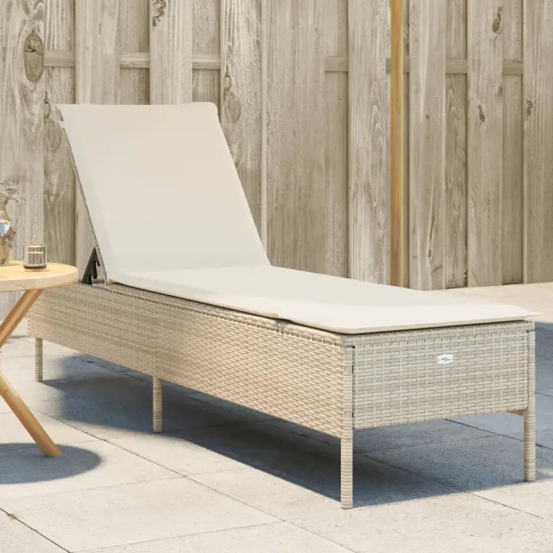 Ligstoel met poly rattan voor een comfortabele zitervaring en wasbare hoes - beige en crèmekleurig / 1 / Dichtgeweven