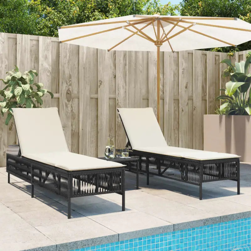 Ligstoel met poly rattan voor een comfortabele zitervaring en wasbare hoes - Zwart / 3 / Lijngeweven - Ligstoelen