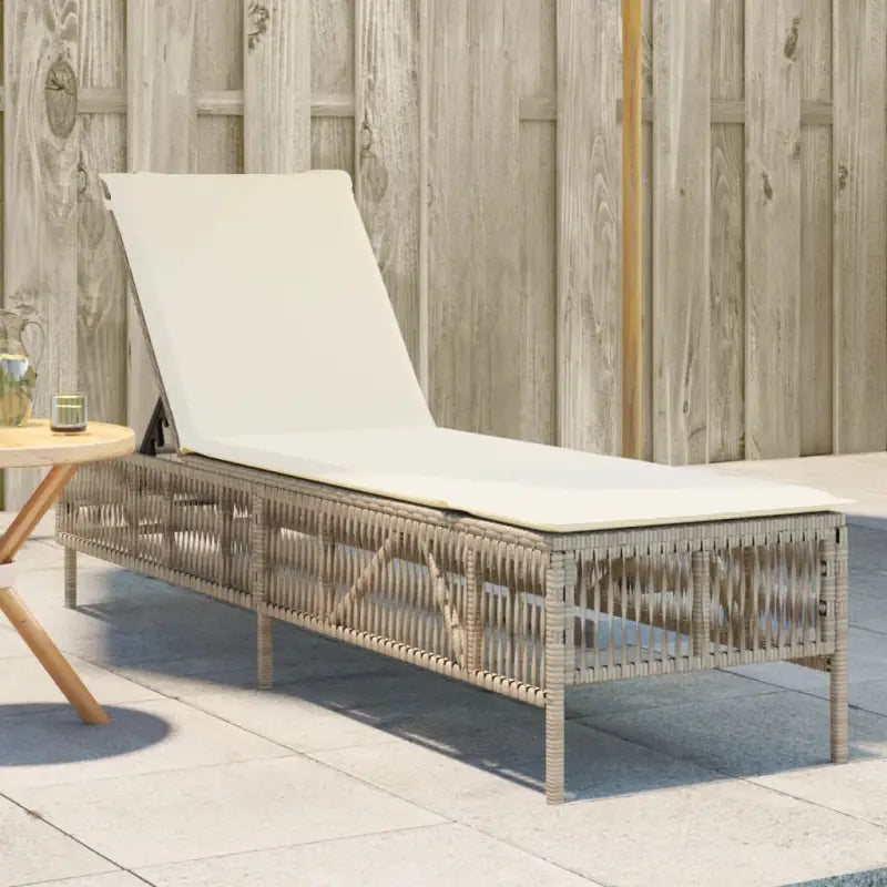 Ligstoel met poly rattan voor een comfortabele zitervaring en wasbare hoes - beige en crèmekleurig / 1 / Lijngeweven