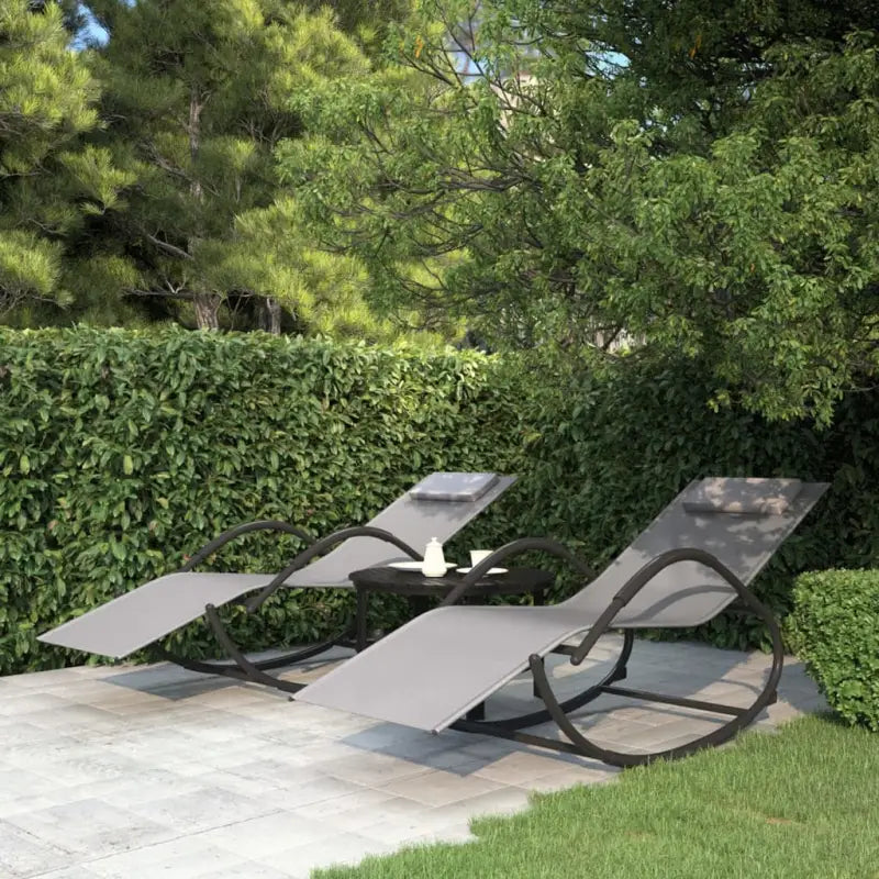 Ligstoel met schommelfunctie en gepoedercoat staal voor ultiem ontspanning - Grijs / 2 - Ligstoelen