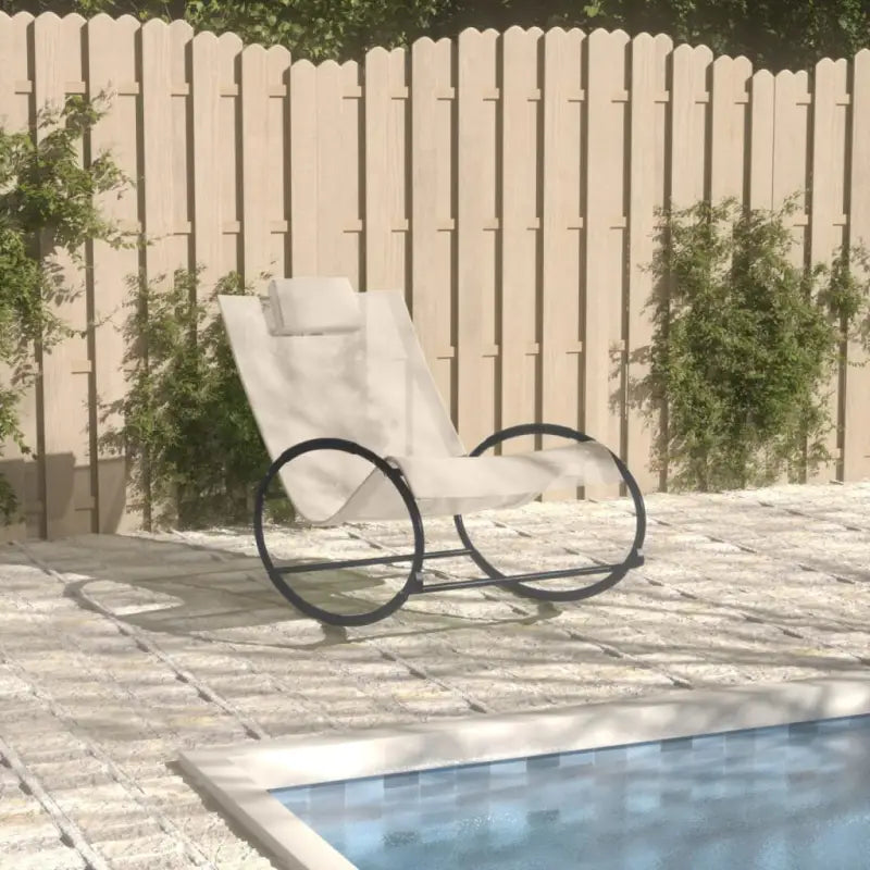 Ligstoel met textileen stof voor ontspanning in tuin en zwembad - Crème / 1 - Ligstoelen