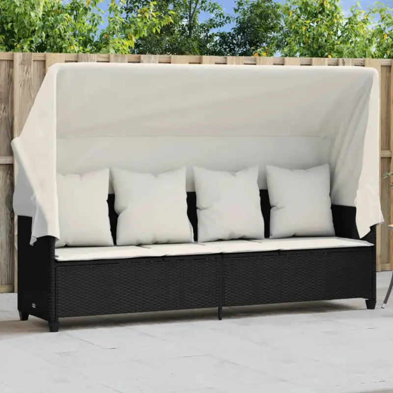 Ligstoel met verstelbare posities en uitschuifbare luifel voor comfort - Zwart en crème / 1 / met luifel - Ligstoelen