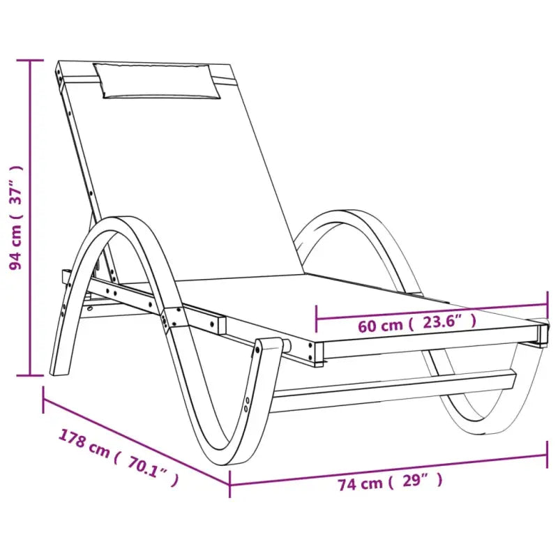 Ligstoel met verstelbare rugleuning en massief populierenhout ontwerp - Grijs / 1 - Ligstoelen