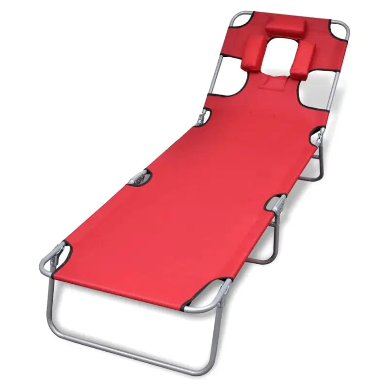Ligstoel met verstelbare rugleuning en zacht hoofdkussen voor ultiem comfort - Rood / 1 - Ligstoelen