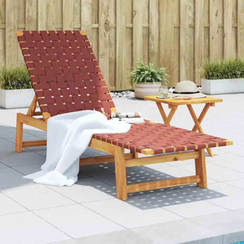 Ligstoel met verstelbare rugleuning van massief acaciahout voor ontspannen zonnen - Rood / 1 / Zonder tafel - Ligstoelen