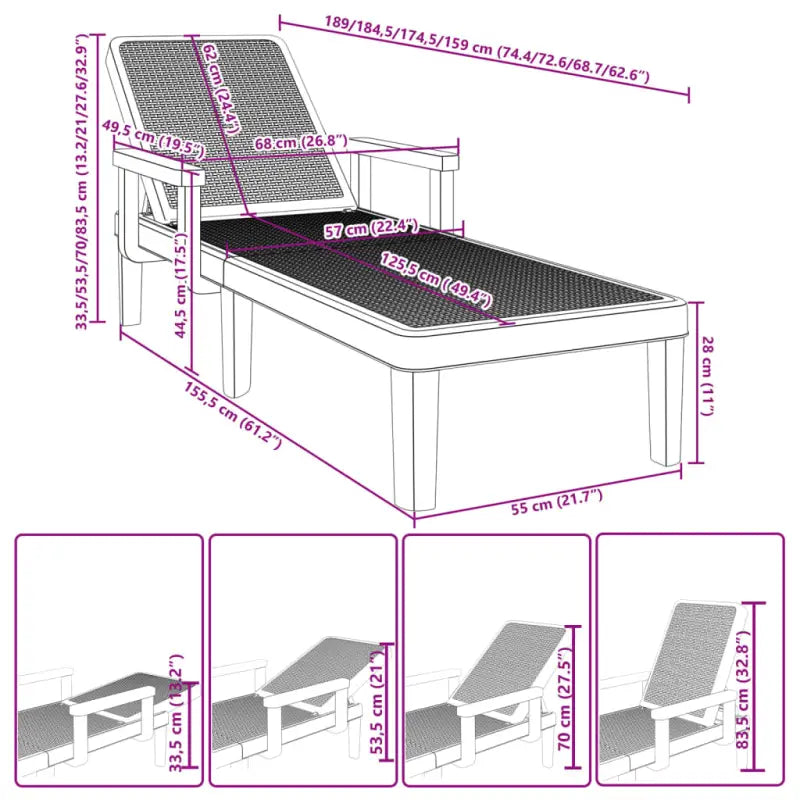 Ligstoel met verstelbare rugleuning voor ultiem comfort in de zon - Ligstoelen