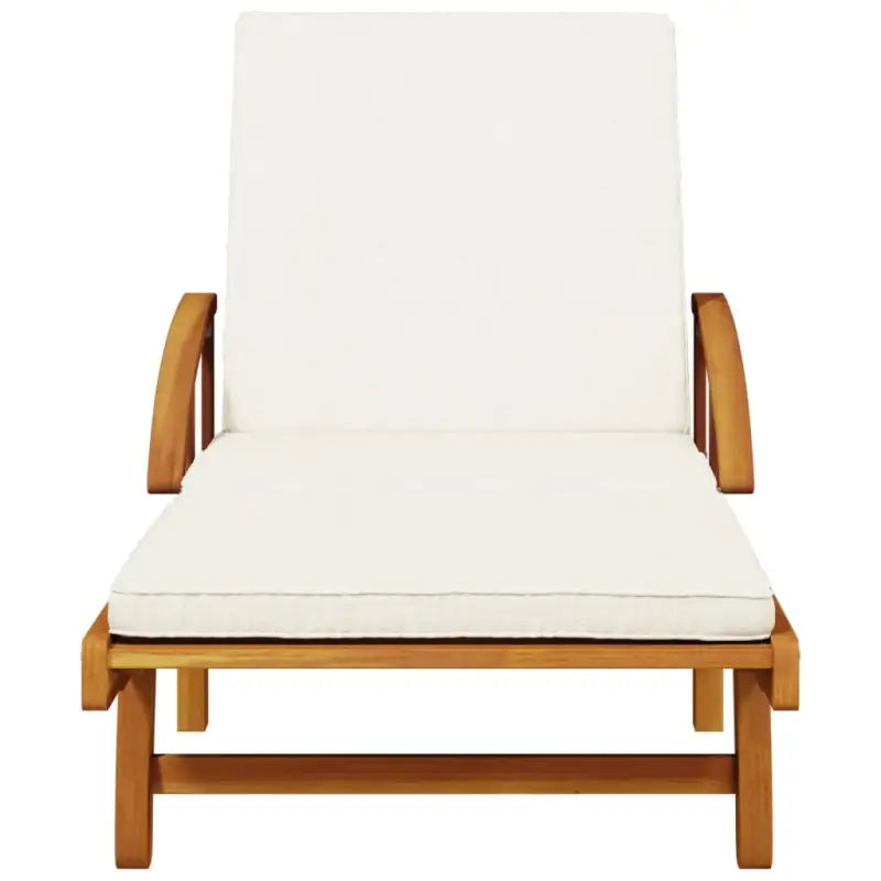Ligstoel van massief acaciahout met uittrekbare tafel en natuurlijke olieafwerking - Ligstoelen