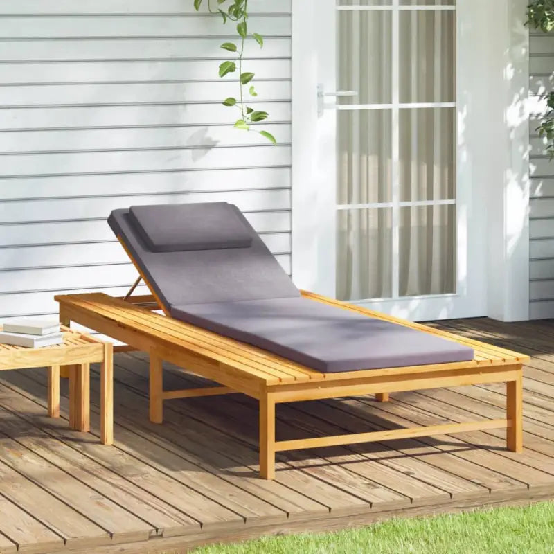 Ligstoel van massief acaciahout met verstelbare rugleuning - 1 / Donkergrijs - Ligstoelen