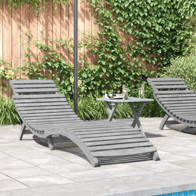Ligstoel van massief acaciahout voor ontspannen zonnebaden buiten - Grijs / 1 / 1 ligbed - Ligstoelen