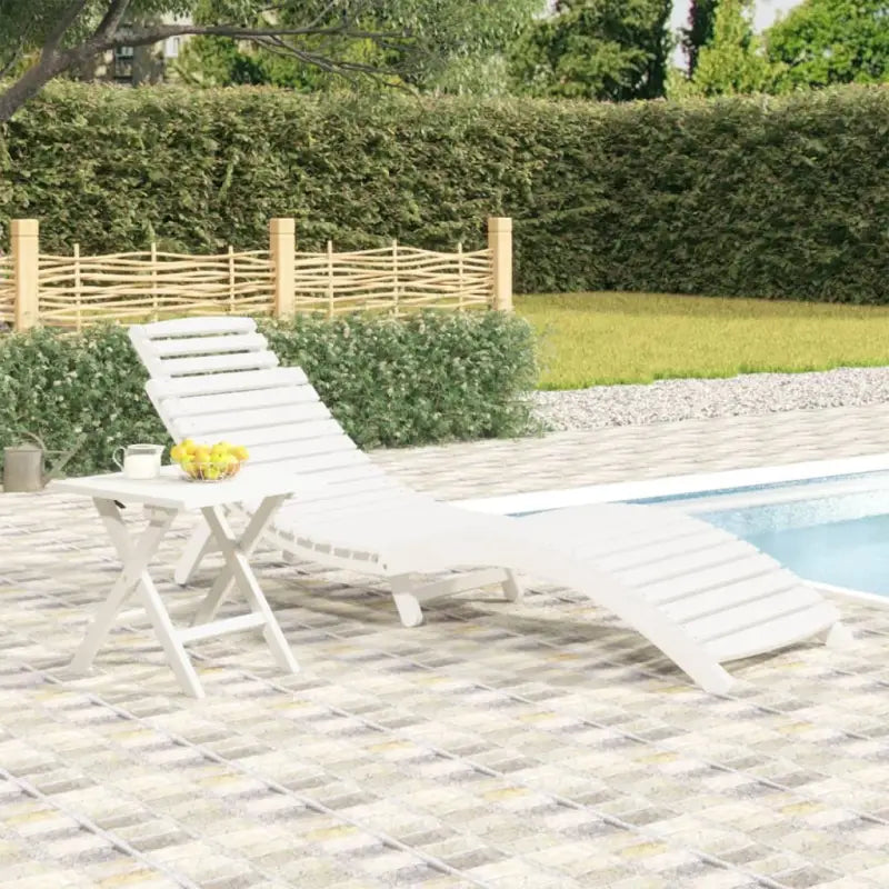 Ligstoel van massief acaciahout voor ontspannen zonnebaden buiten - Wit / 1 / 1 ligbed - Ligstoelen