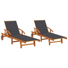 Ligstoel van massief acaciahout voor tuin en terras - Antraciet / 1 / 2 ligbedden - Ligstoelen
