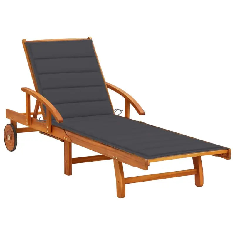 Ligstoel van massief acaciahout voor tuin en terras - Antraciet / 1 / 1 ligbed - Ligstoelen