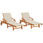 Ligstoel van massief acaciahout voor tuin en terras - Beige / 1 / 2 ligbedden - Ligstoelen