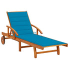 Ligstoel van massief acaciahout voor tuin en terras - Blauw / 1 / 1 ligbed - Ligstoelen