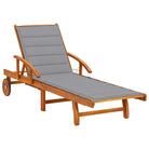 Ligstoel van massief acaciahout voor tuin en terras - Grijs / 1 / 1 ligbed - Ligstoelen