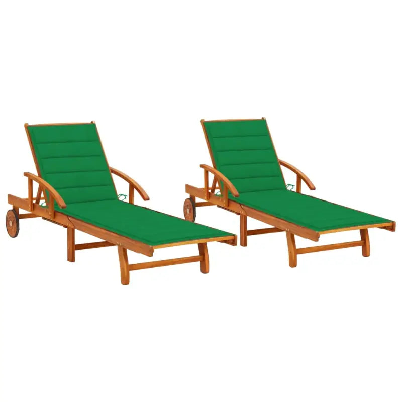 Ligstoel van massief acaciahout voor tuin en terras - Groen / 1 / 2 ligbedden - Ligstoelen