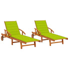 Ligstoel van massief acaciahout voor tuin en terras - Heldergroen / 1 / 2 ligbedden - Ligstoelen