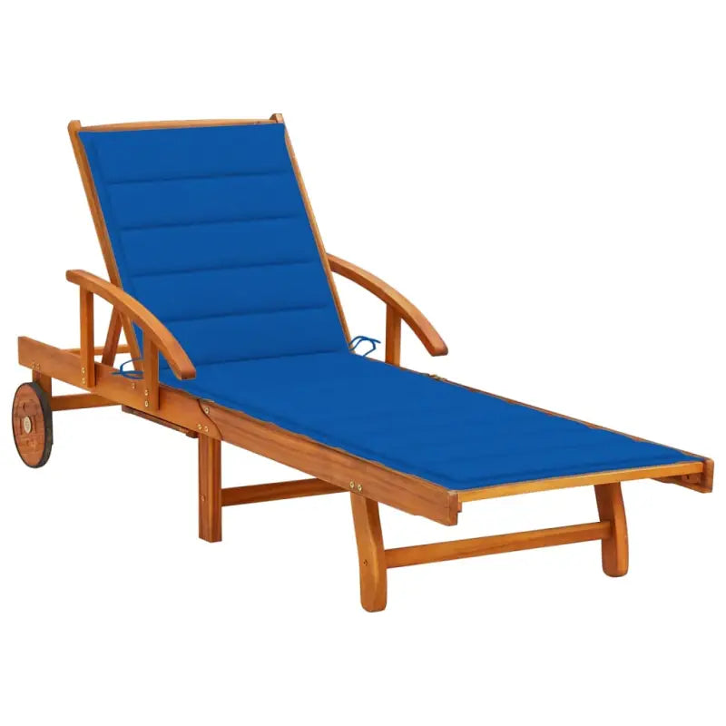 Ligstoel van massief acaciahout voor tuin en terras - koningsblauw / 1 / 1 ligbed - Ligstoelen