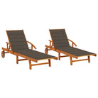 Ligstoel van massief acaciahout voor tuin en terras - Taupe / 1 / 2 ligbedden - Ligstoelen
