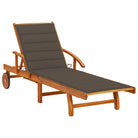 Ligstoel van massief acaciahout voor tuin en terras - Taupe / 1 / 1 ligbed - Ligstoelen