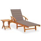Ligstoel van massief acaciahout voor tuin en terras - Taupe / 1 / 1 ligbed met tafel - Ligstoelen