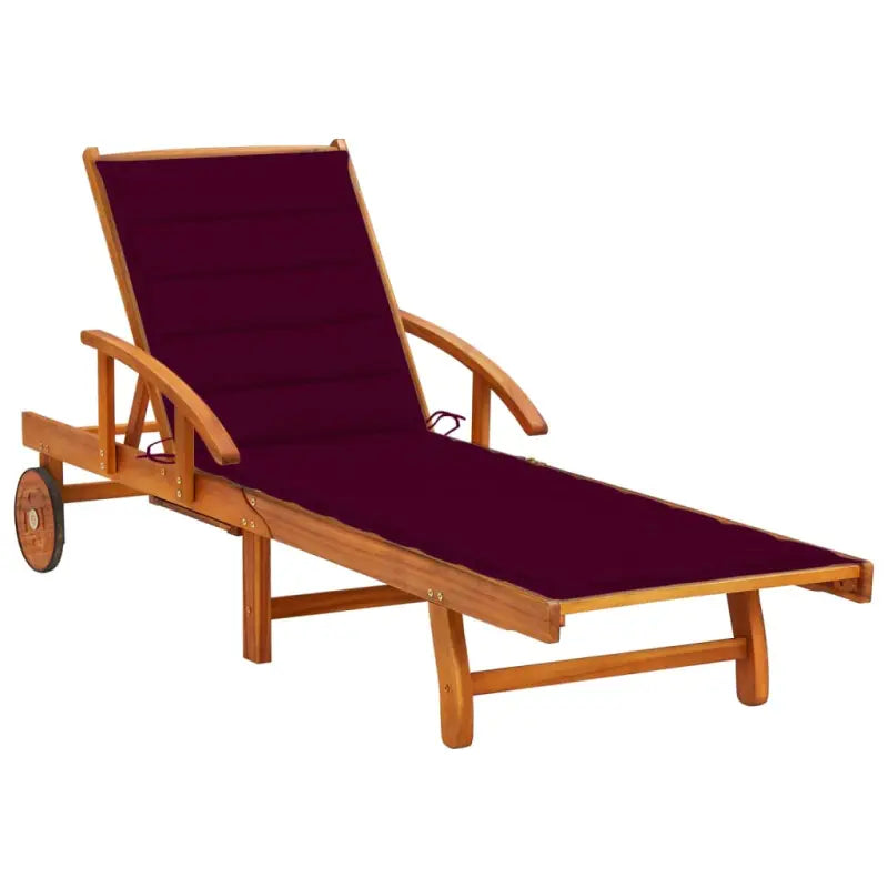 Ligstoel van massief acaciahout voor tuin en terras - Wijnrood / 1 / 1 ligbed - Ligstoelen