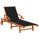 Ligstoel van massief acaciahout voor tuin en terras - Zwart / 1 / 1 ligbed - Ligstoelen